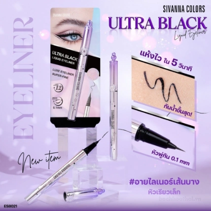 Bút kẻ mắt nước siêu mảnh chống nước Sivanna Colors ULTRA BLACK Liquid Eyeliner 0.6g ES8021
ảnh 6