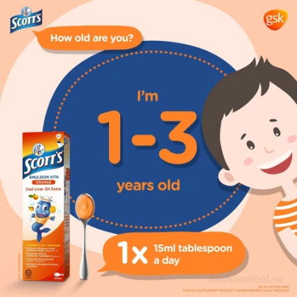 Siro SCOTT'S Emulsion Vita giúp trẻ ăn ngon ngăn còi xương Thái Lan ảnh 5