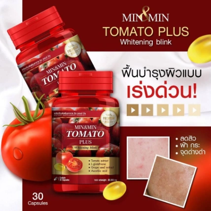 Viên uống chiết xuất cà chua trắng da min and min Tomato Plus Whitening Blink Thái Lan ảnh 10