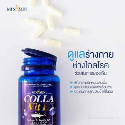 Viên uống chăm sóc da Min & Min Colla Vit E Plus (Collagen Tripeptide, Glutathione, CoQ10, Vit C&E ) ảnh 8