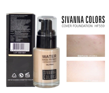 Kem lót nền chống nước che khuyết điểm Sivanna Color Water Base Primer Oil Free SPF 15+++ ảnh 1