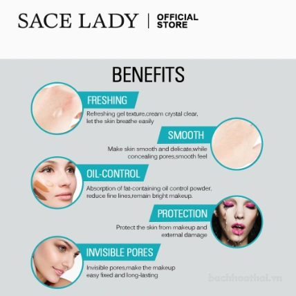 Gel lót trang điểm SACE LADY che lỗ chân lông kiểm soát dầu lâu trôi (SL211) ảnh 8
