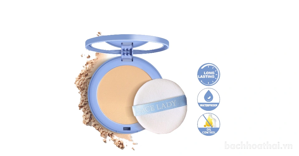 Phấn phủ kiềm dầu Sace Lady Lasting Waterproof Pressed Powder 10g