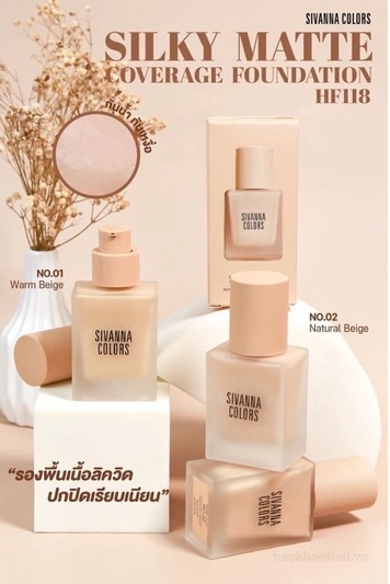 Kem nền kiềm dầu che khuyết điểm Sivanna Colors Silky Matte Coverage Foundation HF118   ảnh 6