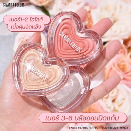 Phấn má hồng và phấn bắt sáng dạng nén Sivanna Colors Sweethearts Perfect Flush Blush  ảnh 4