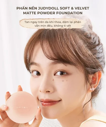 Phấn phủ che khuyết điểm kiềm dầu JUDYDOLL Soft & Velvet Matte Powder Foundation  ảnh 4