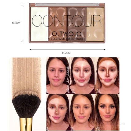Bảng phấn tạo khối má hồng đa năng 4 ô O.TWO.O Grooming Powder Contour Bronzer Blusher 
 ảnh 5