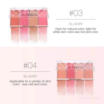Bảng phấn tạo khối má hồng đa năng 4 ô O.TWO.O Grooming Powder Contour Bronzer Blusher 
 ảnh 10