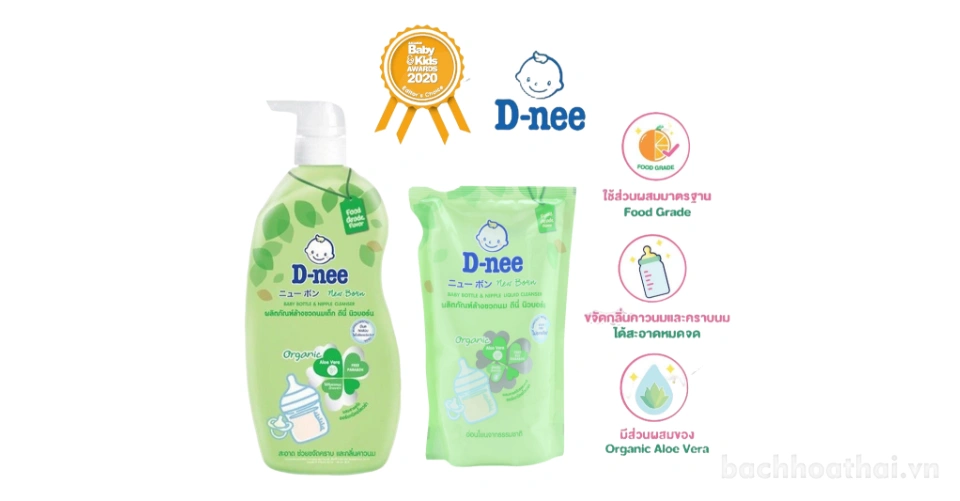 Nước rửa bình sữa, rau củ, đồ chời cho bé Dnee Cleanser Thái Lan